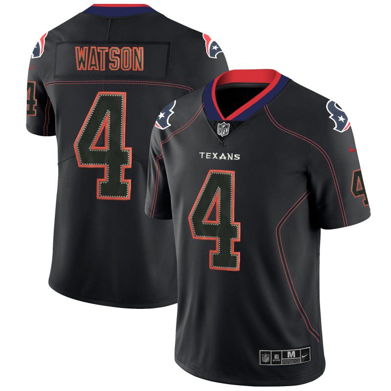 Men Houston Texans 4 Watson Nike Lights Out Black Color Rush Limited NFL Jerseys